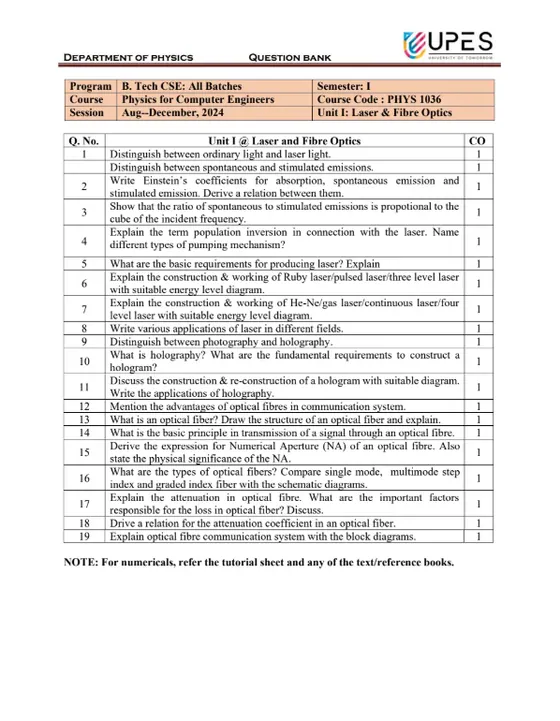 Question Bank[Unit 1], Physics