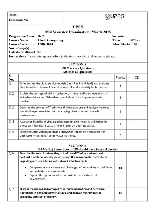 Mid-Sem 2025(March)[BCA], Cloud Computing
