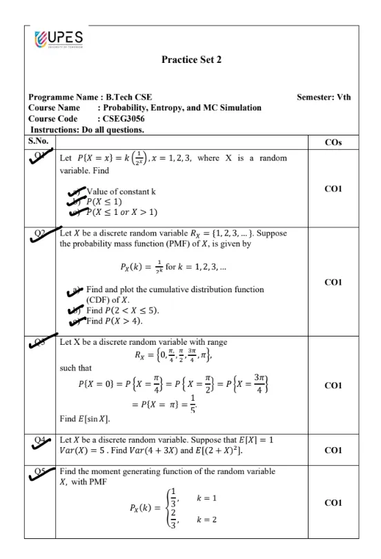 Practise Sheet 1, Probability, Entropy, and MC Simulation