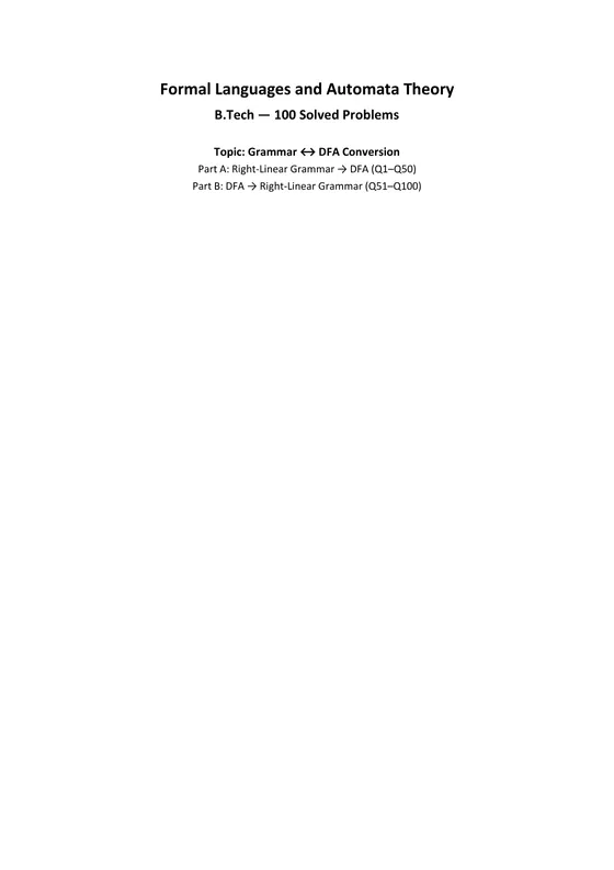 Question Bank 1, Formal Languages and Automata Theory