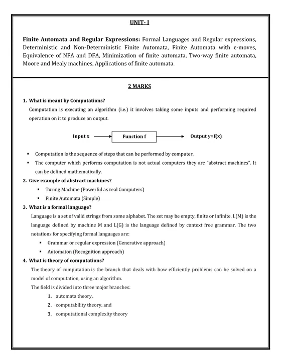 Question Bank 2, Formal Languages and Automata Theory