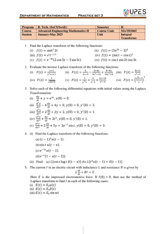 Practise Set 3, AEM-2 (Mathematics)
