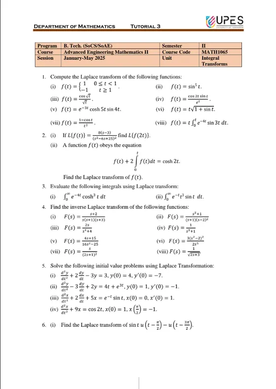 Tutorial Sheet 3[+Workings], AEM-2 (Mathematics)