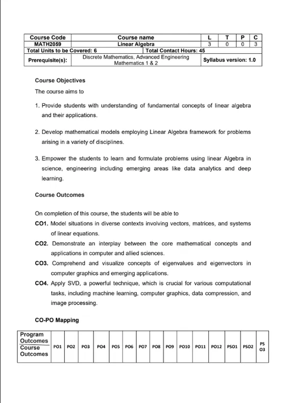 Course Content 🆕Updated, Linear Algebra