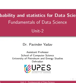 Unit 1, Fundamentals of Data Science