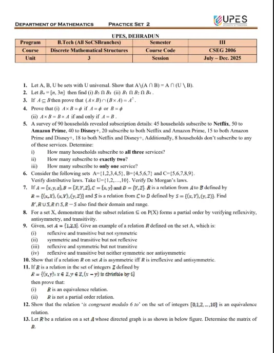 Practise Set 2[+Solutions], Discrete Mathematical Structures
