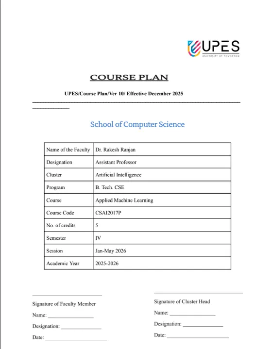 Course Content, AIML