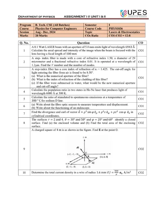 Assignment 1[Unit 1+2], Physics