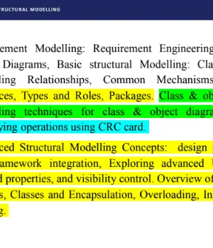 Course Content, Object Oriented Analysis and Design