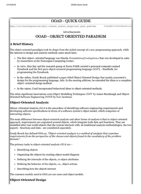 Course Content, Object Oriented Analysis and Design