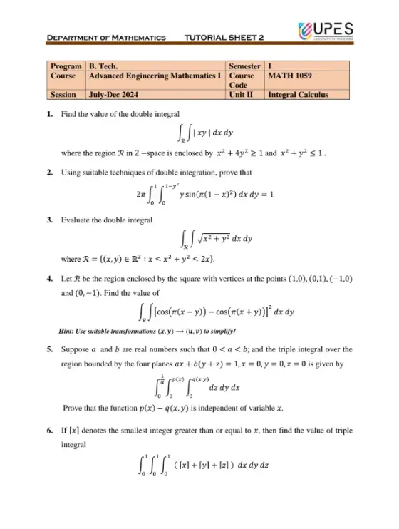 Tutorial Sheet 2[Solved], AEM-1 (Mathematics)