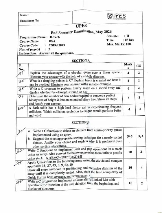 End-Sem 2026(May)[CSE], Data Structures & Algorithms
