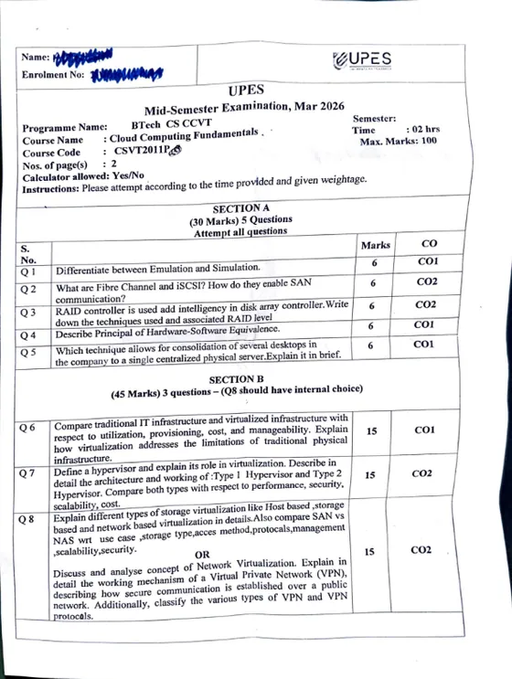 Mid-Sem 2026(March)[CSE], Cloud Computing