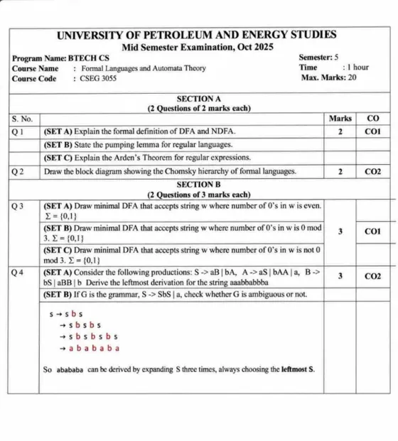 End-Sem 2025(December)[CSE], Formal Languages and Automata Theory