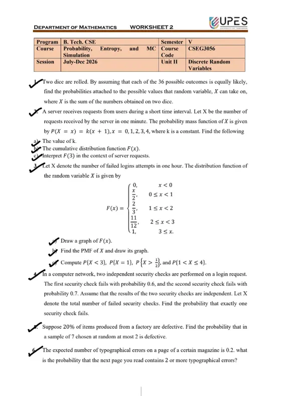 WorkSheet 1, Probability, Entropy, and MC Simulation