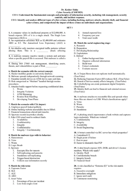 Quiz 1[MCQ], IT & Cyber Security