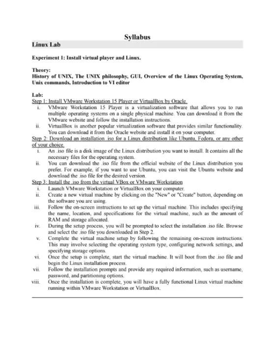Course Content, LINUX
