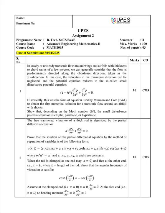 Assignment 2, AEM-2 (Mathematics)
