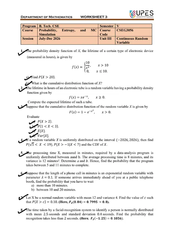 Practise Sheet 1, Probability, Entropy, and MC Simulation