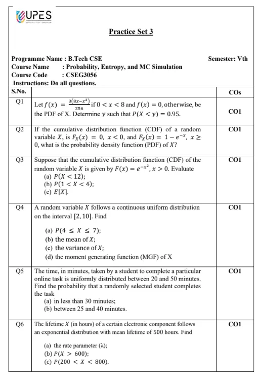 Practise Sheet 1, Probability, Entropy, and MC Simulation
