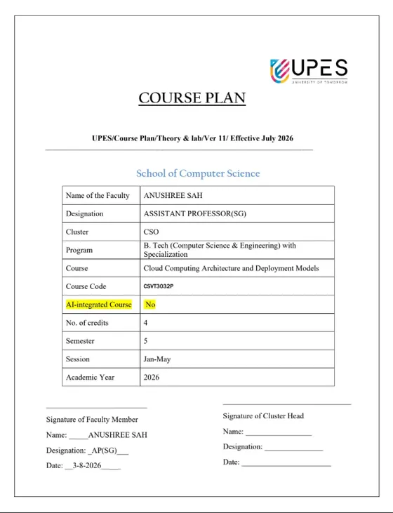 Course Content, Cloud Computing Architecture and Deployment Models