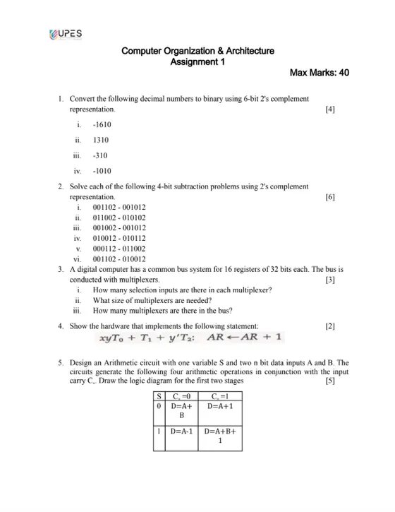 Assignment 1, Computer Organisation & Architecture