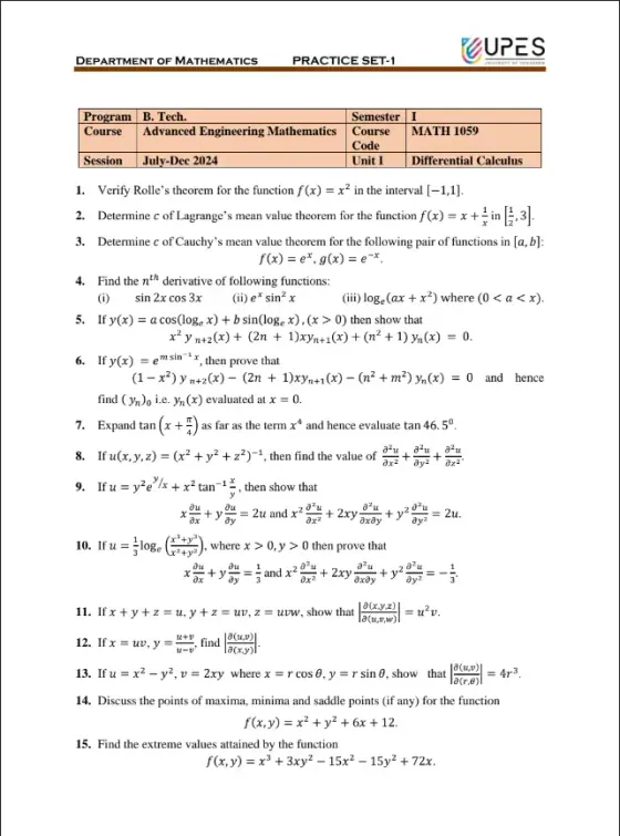 Practise Set 1[Solved], AEM-1 (Mathematics)