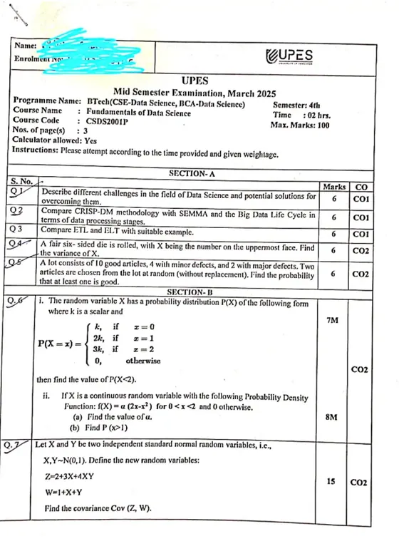 Mid-Sem 2025(March)[CSE], Data Science