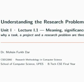 Unit 1, Research Methodology in CS