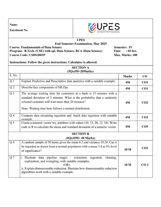 End-Sem 2025(May)[CSE], Data Science