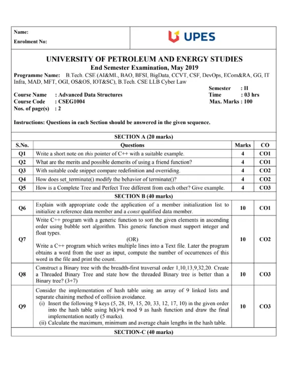 End-Sem 2019(May)[CSE], Data Structures & Algorithms