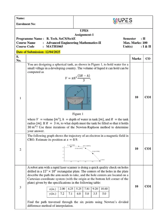Assignment 1, AEM-2 (Mathematics)