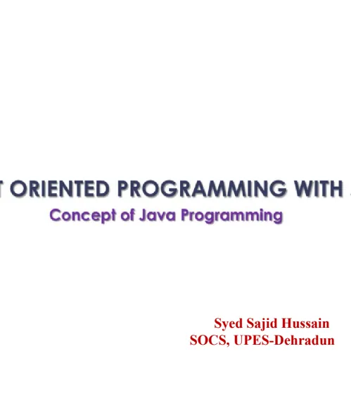Unit 1, Object Oriented Programming