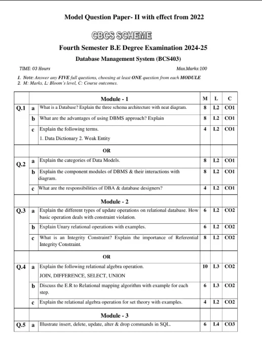 DBMS Question Bank, Database Management Systems