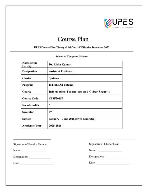 Course Content, IT & Cyber Security [Theory]