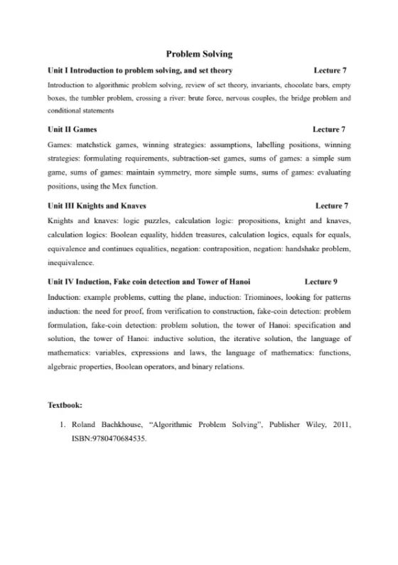 Course Content, Problem Solving