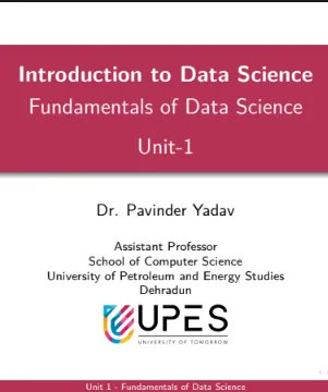 Unit 1, Fundamentals of Data Science