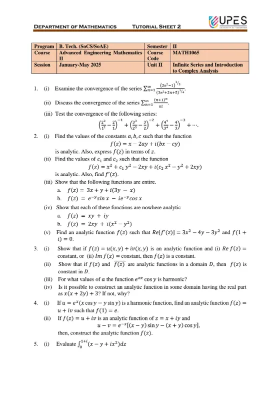 Tutorial Sheet 2[+Workings], AEM-2 (Mathematics)